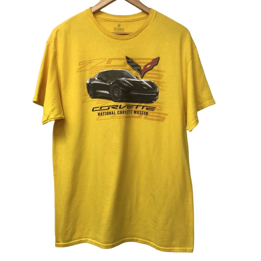 National Corvette Museum Artisans T Shirt Mens Large Yellow
